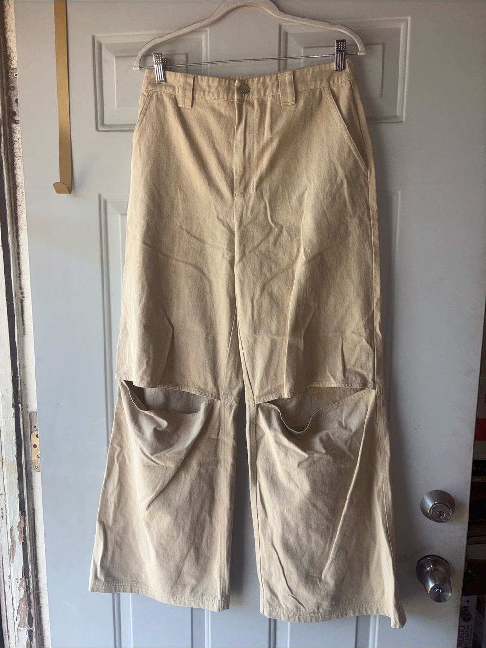 Lovers and Friends tan open knee wide leg pants size S
